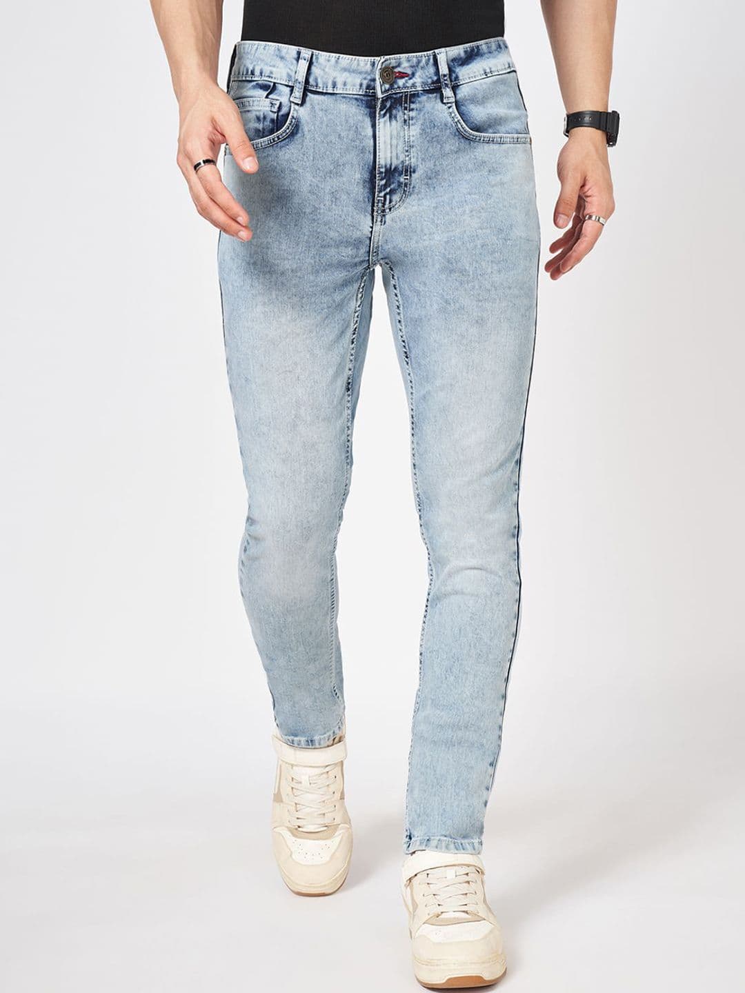 SF JEANS by Pantaloons Men Skinny Fit Low Distress Heavy Fade Jeans - view 1