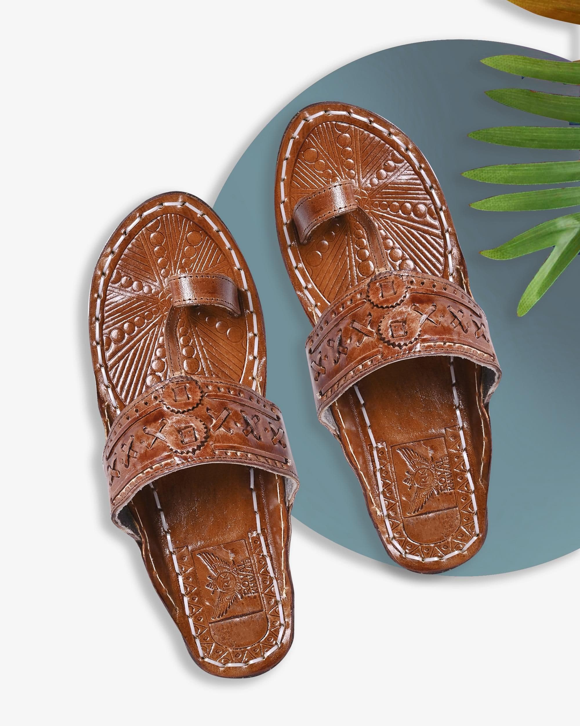 ROYAL KHWAAB Men Ethnic Leather Kolhapuris Comfort Sandals - view 1