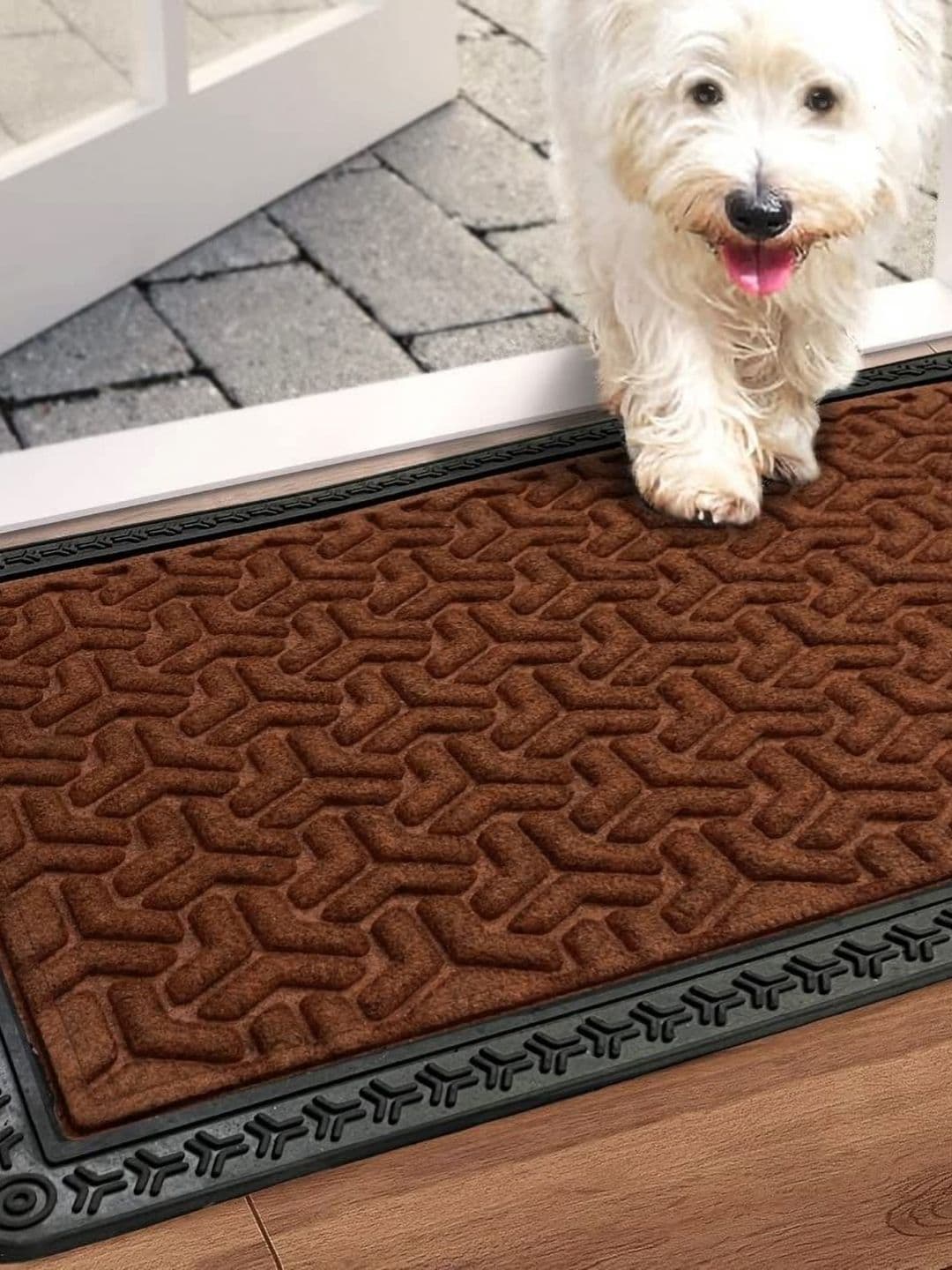 ANA Brown & Black Textured Anti-Skid Doormats - view 1