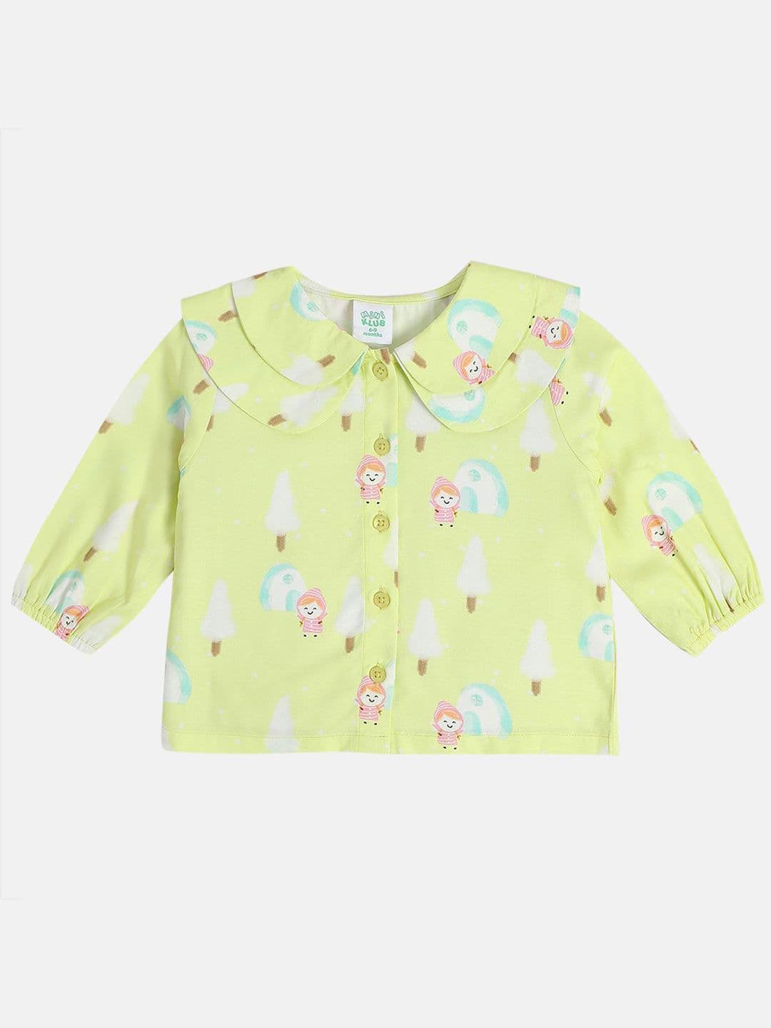 MINI KLUB Girls Conversational Printed Peter Pan Collar Top - view 1