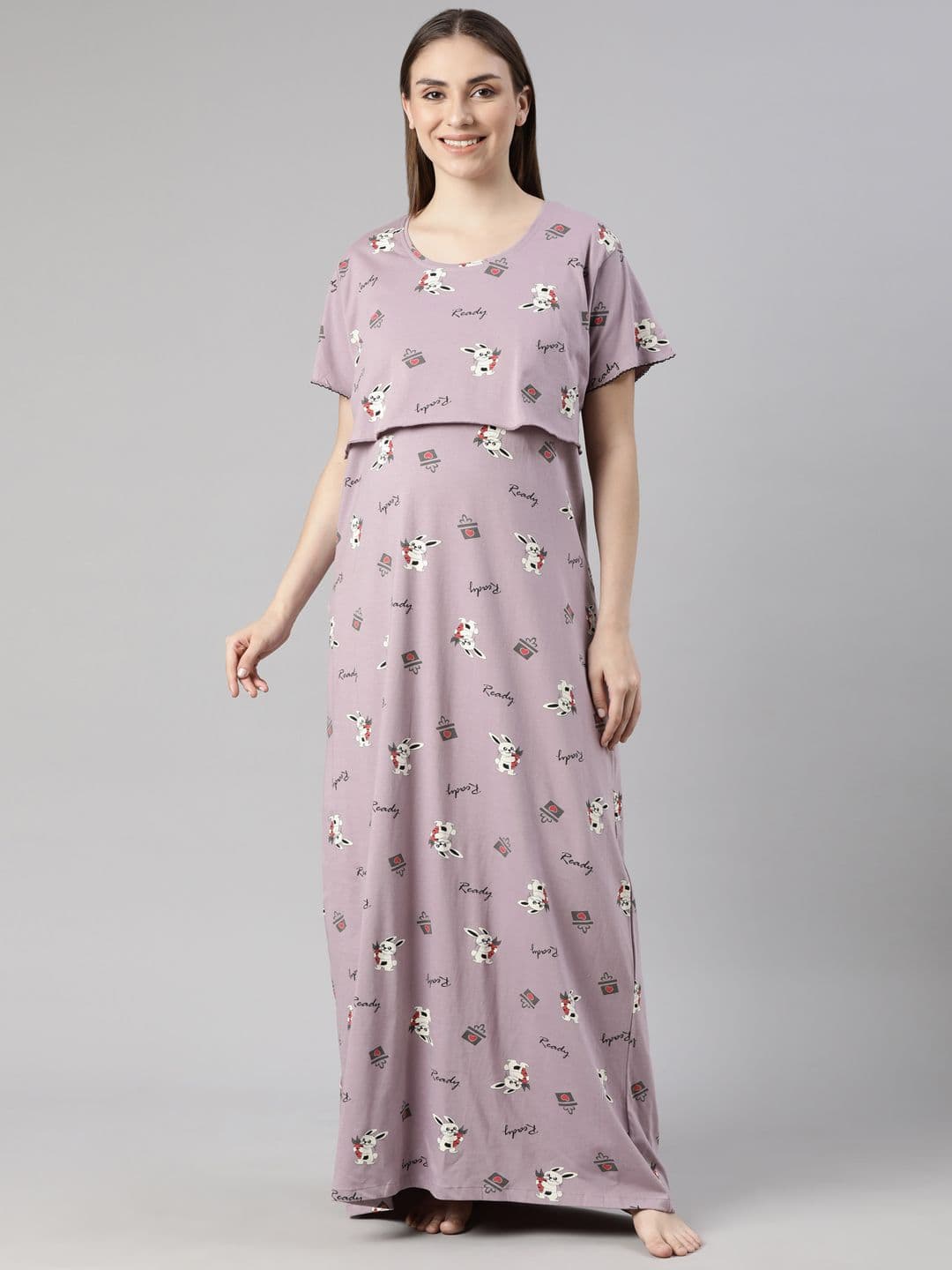 THE MAMA KLUB Printed Maxi Nightdress - view 1