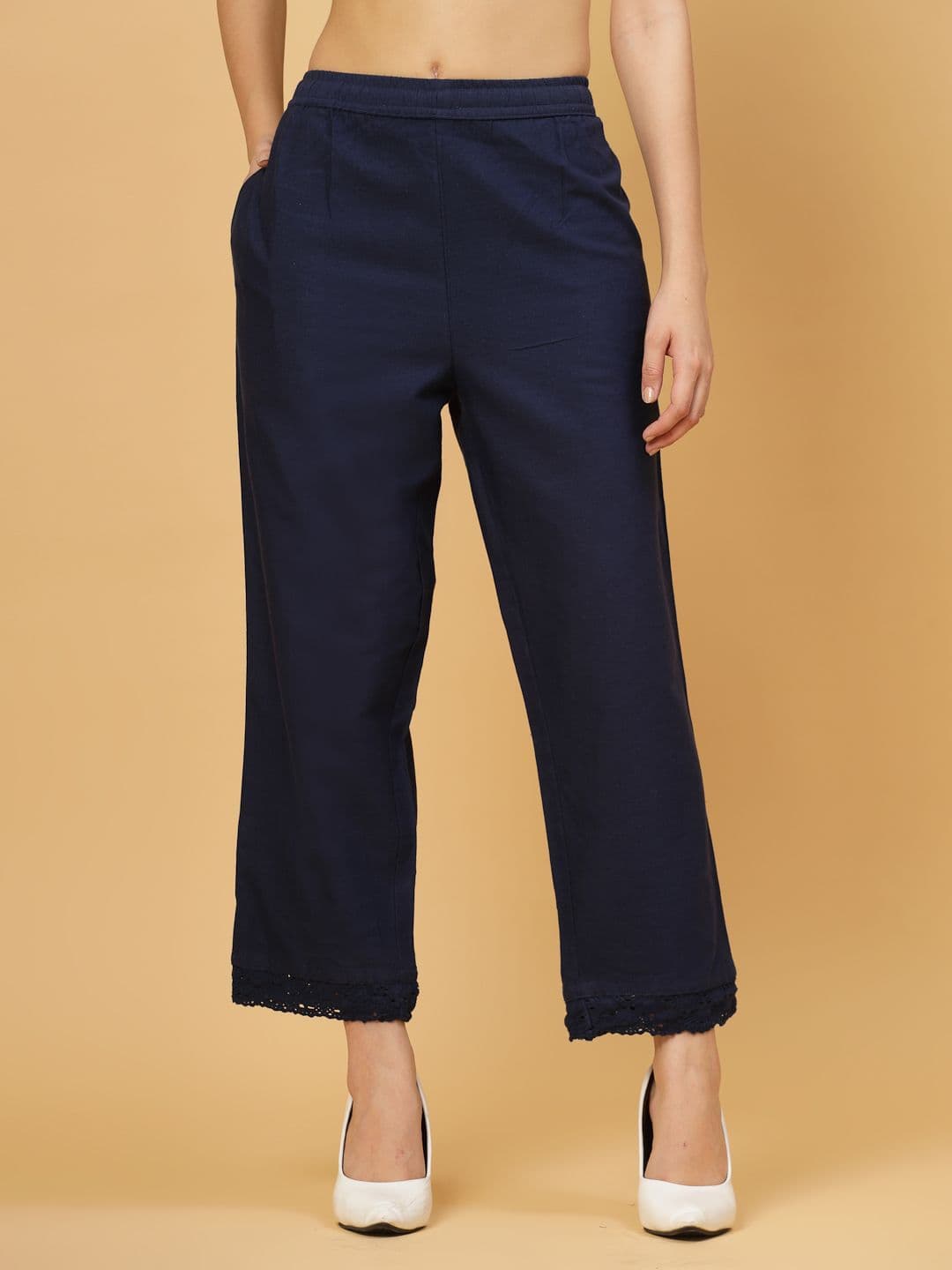 Pistaa Women's Cotton Solid Regular Ethnic Palazzos - view 1