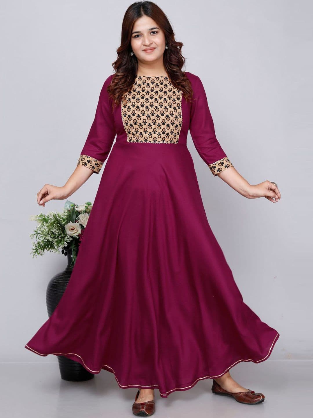 GORDHAN Ethnic Motifs Embellished Gotta Patti Indie Prints Anarkali Kurta - view 1