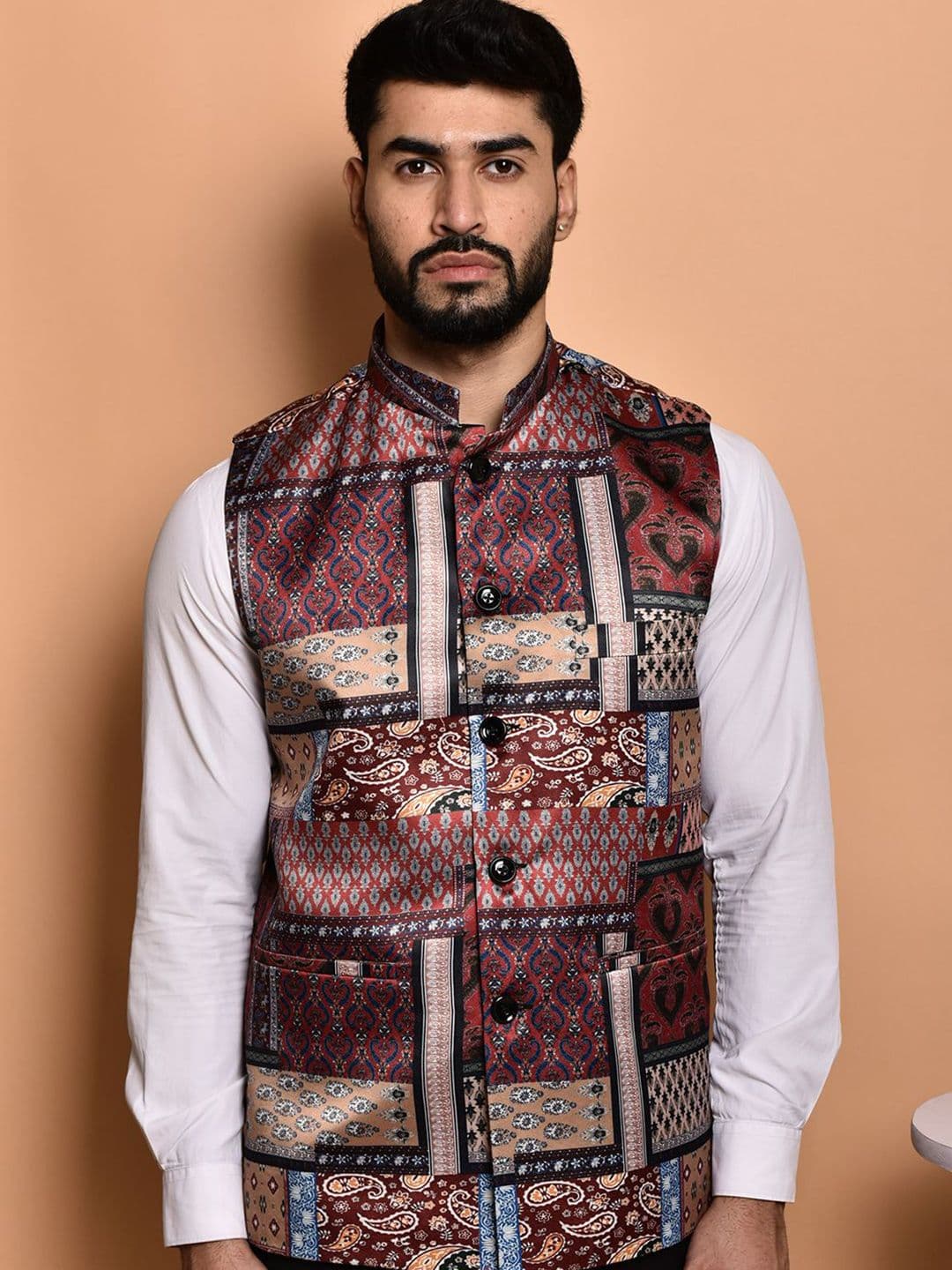 PRINTCULTR Printed Woven Nehru Jacket - view 1