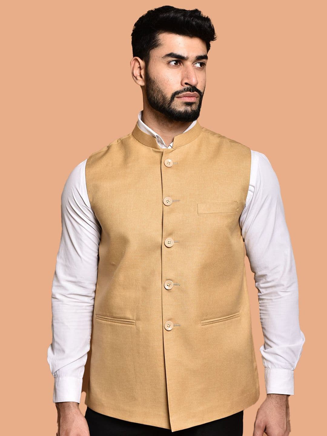 PRINTCULTR Textured Woven Nehru Jacket - view 1