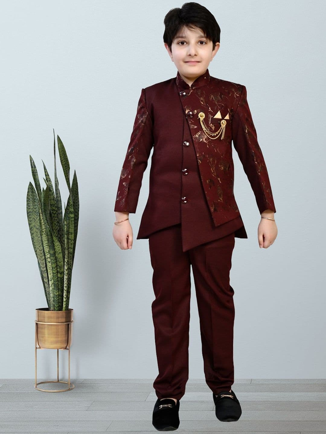 BAESD Boys Self Design Sherwani Set - view 1