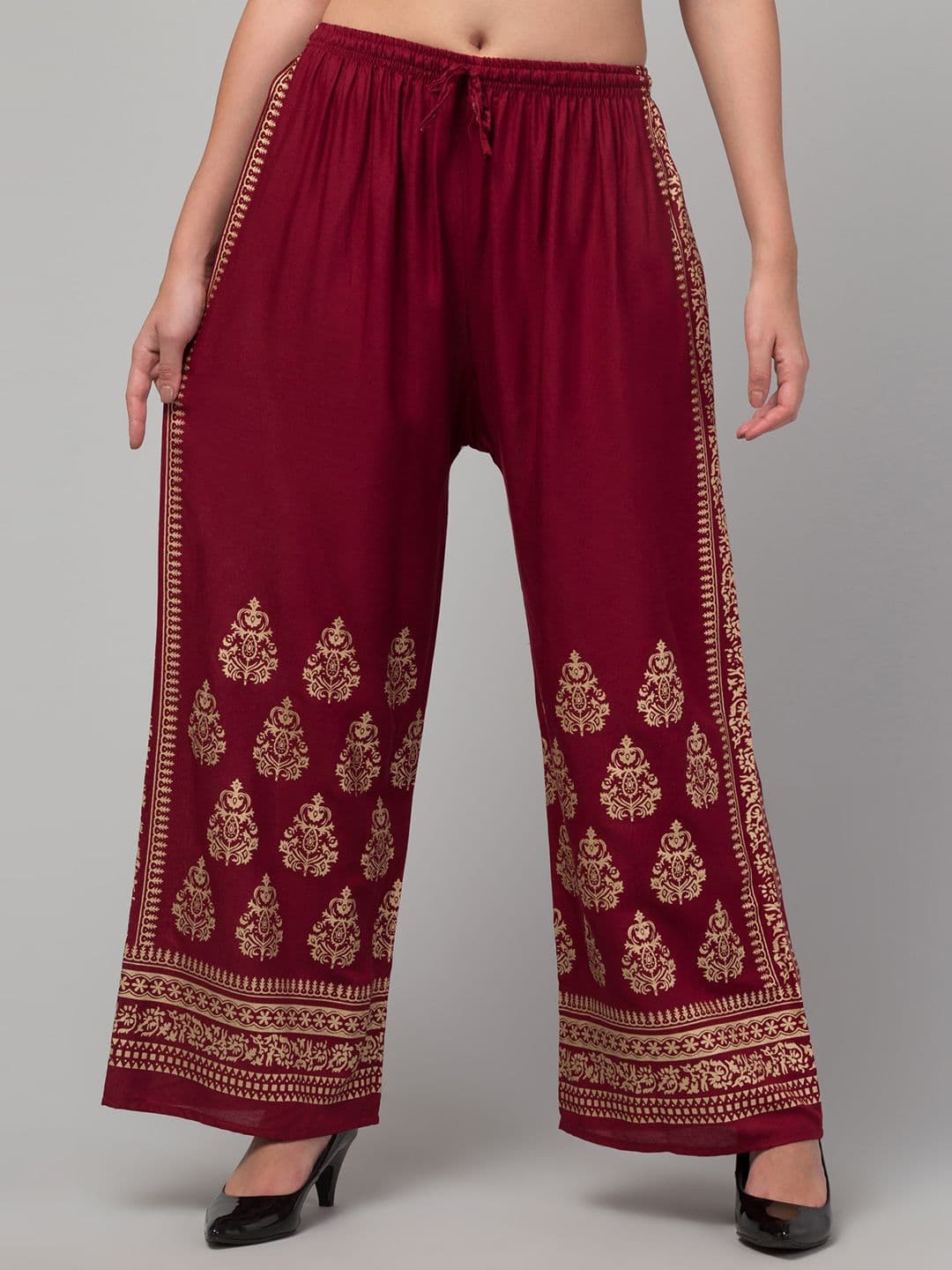 FAMBEE Women Printed Knitted Palazzos - view 1