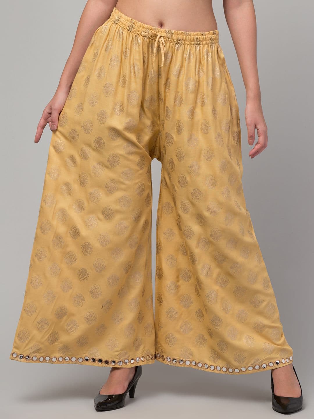 FAMBEE Women Ethnic Motifs Printed Flared Knitted Palazzos - view 1