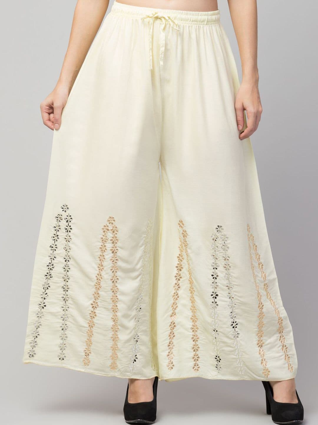 FAMBEE Women Ethnic Motifs Embroidered Flared Ethnic Palazzos - view 1