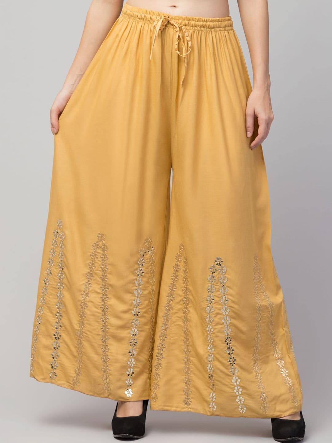 FAMBEE Women Ethnic Motifs Embroidered Flared Ethnic Palazzos - view 1