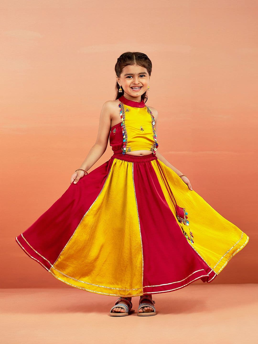 VASTRAMAY Girls Embroidered Ready to Wear Lehenga & - view 1