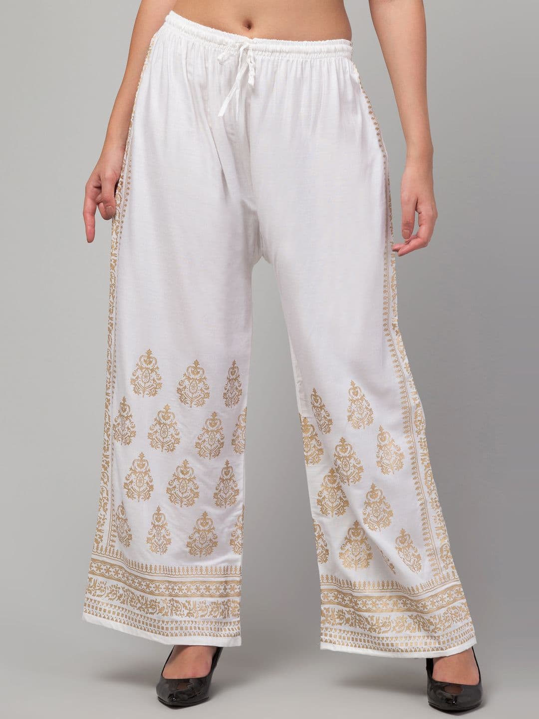 FAMBEE Women Ethnic Motifs Printed Flared Knitted Palazzos - view 1