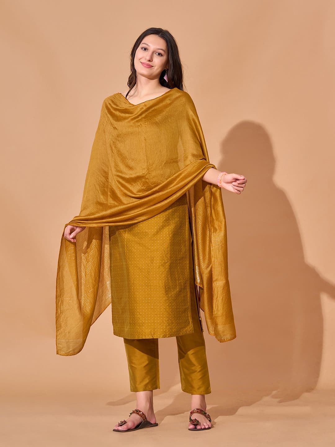 KALINI Women Ethnic Motifs Regular Kurta with Trousers & With Dupatta - view 1