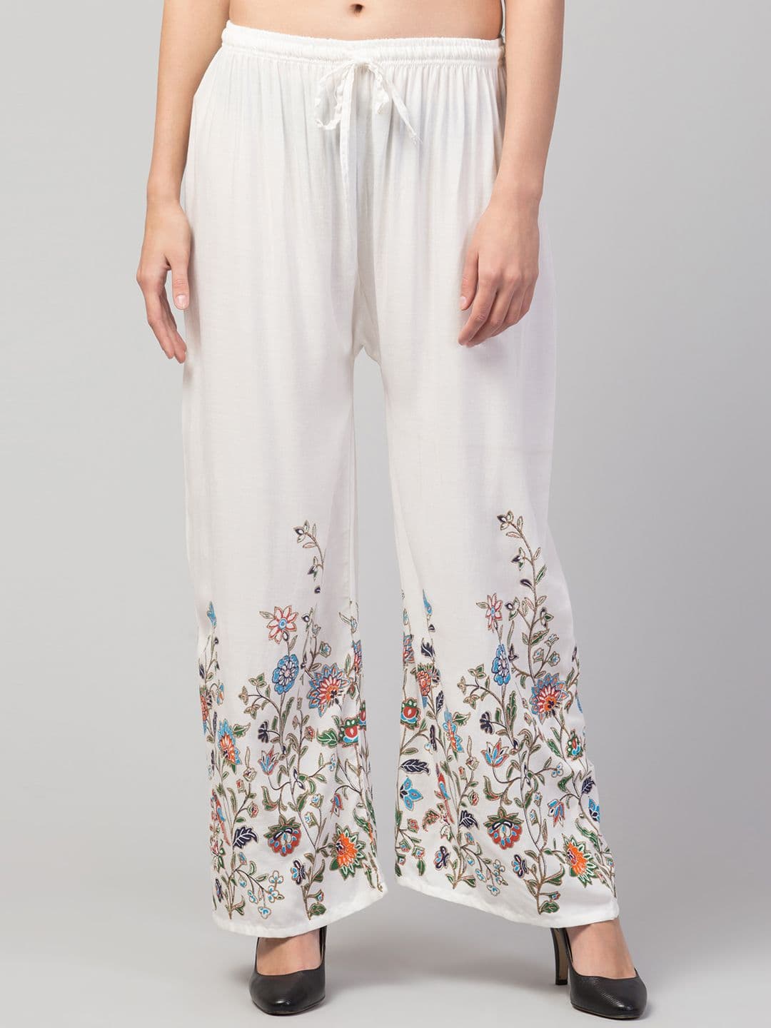 FAMBEE Women Ethnic Motifs Printed Flared Knitted Palazzos - view 1