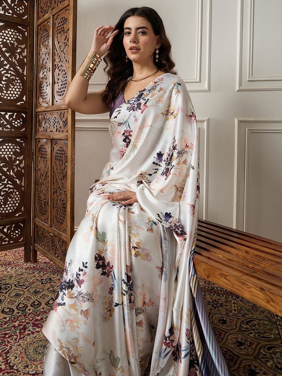 Sangria Printed Saree With Blouse Piece - view 1
