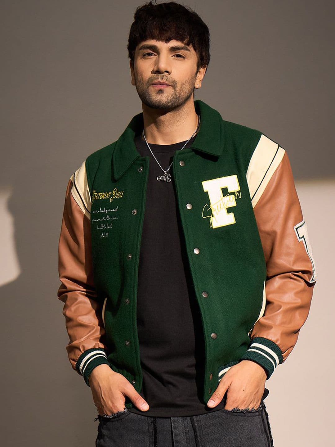 FUGAZEE Men Brand Logo Embroidered Varsity Jacket - view 1