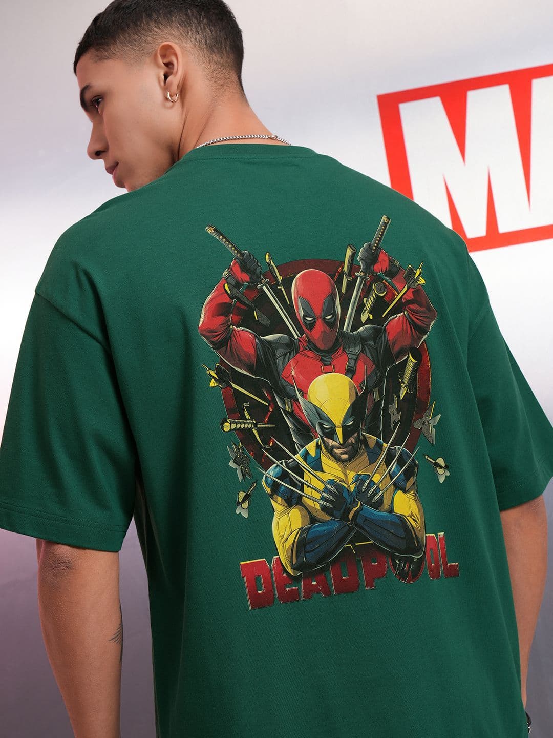 HIGHLANDER Men Deadpool & Wolverine Printed Oversized Drop Shoulder Sleeves Cotton Tshirt - view 1