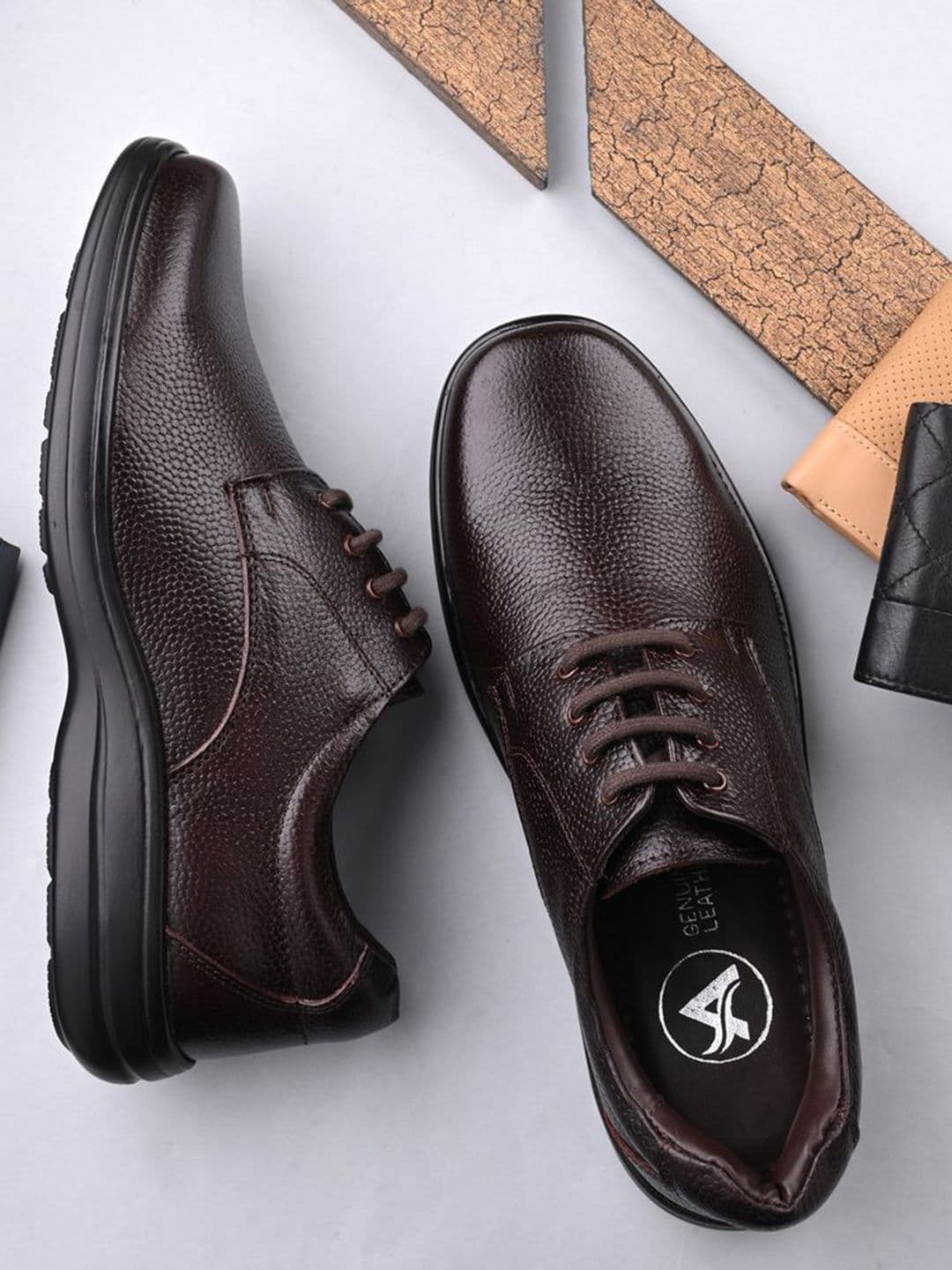 Auserio Men Textured Leather Lace-Ups Formal Shoes - view 1
