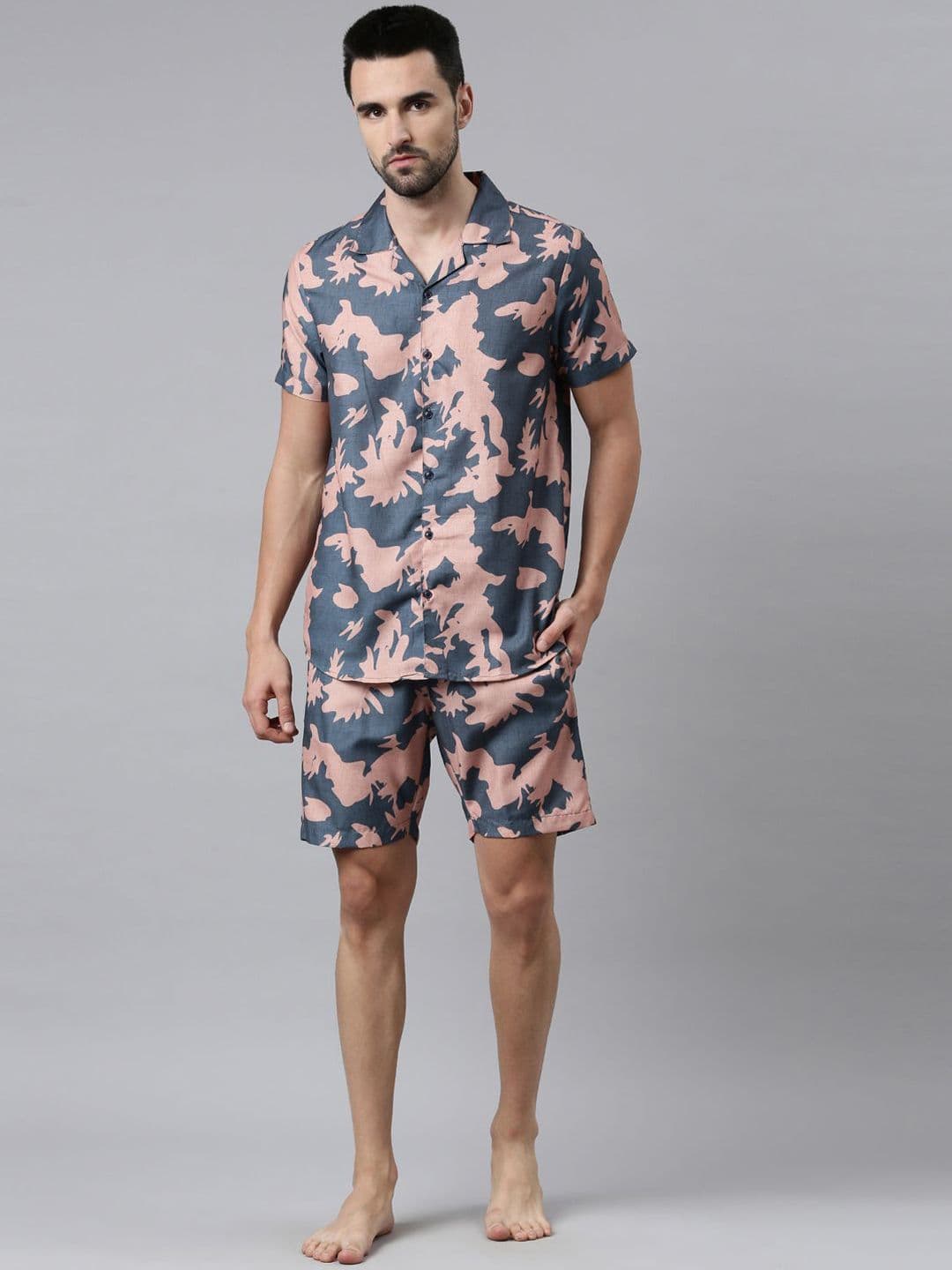 Bushirt Abstract Printed Cuban Collar Shirt & Shorts - view 1
