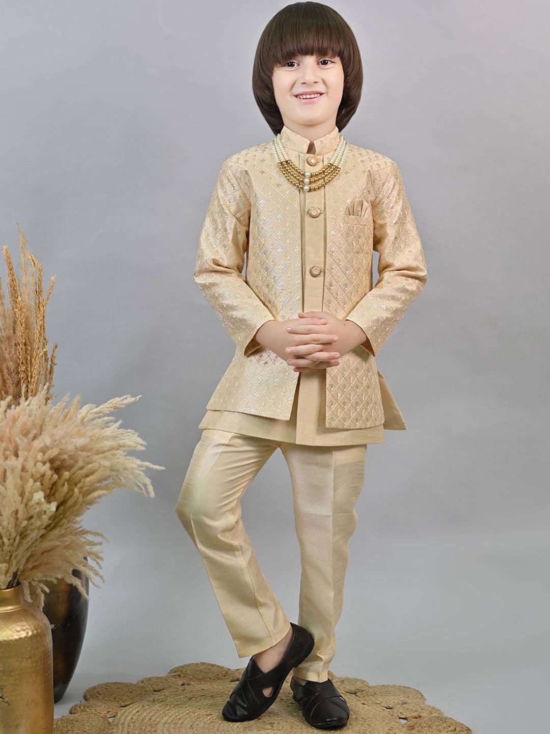 ahhaaaa Boys Embroidered Sherwani Set - view 1