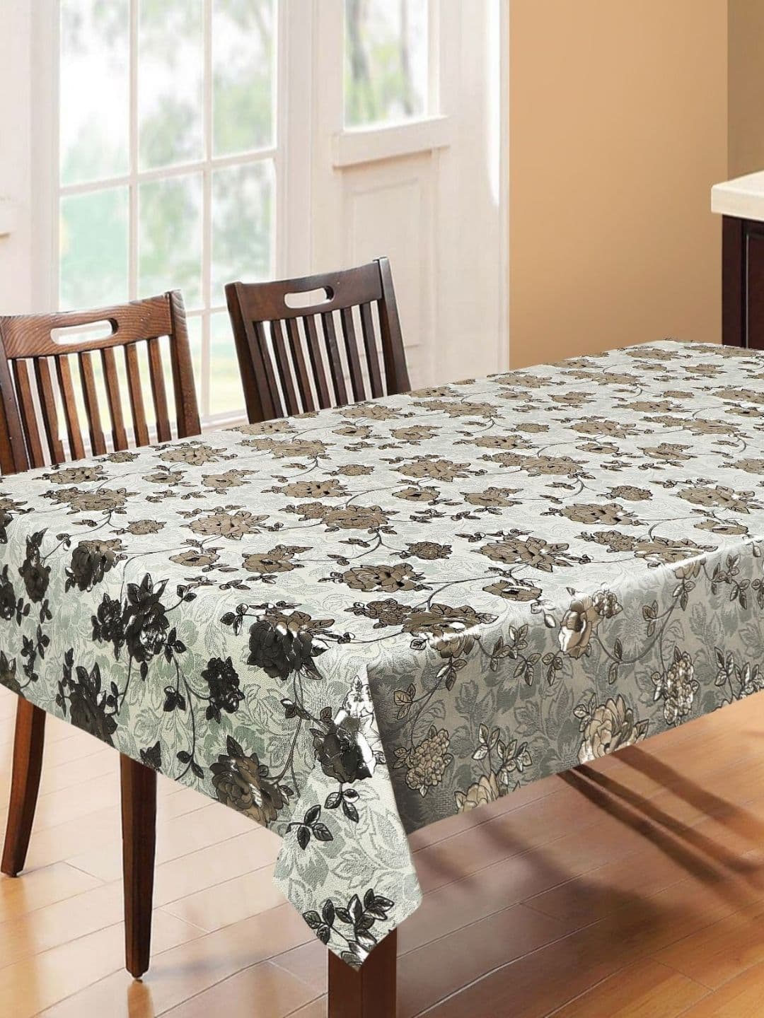 LooMantha White Floral Waterproof 6-Seater Table Cover - view 1