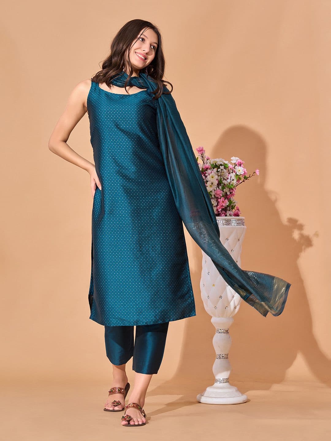 KALINI Women Ethnic Motifs Regular Kurta with Trousers & With Dupatta - view 1