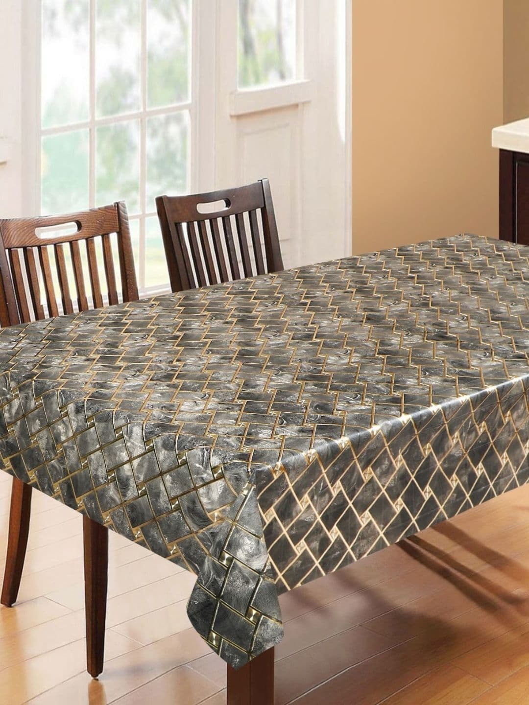 LooMantha Green Geometric Printed Waterproof 6-Seater Table Cover - view 1