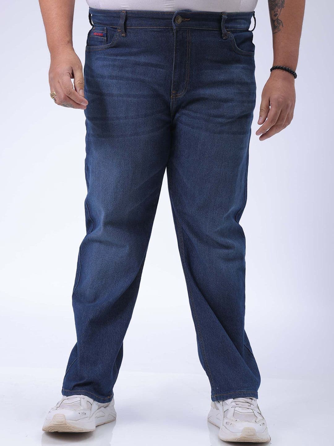 Hardsoda by The Indian Garage Co Plus Size Men Straight Fit Light Fade Stretchable Jeans