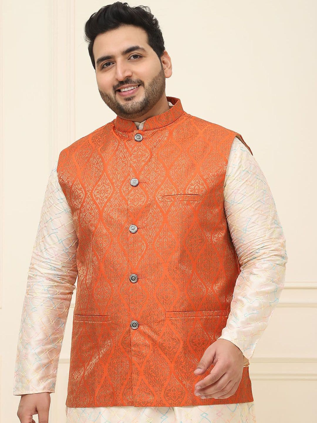 SOJANYA PLUS Men Printed Nehru Plus Size Jacket - view 1