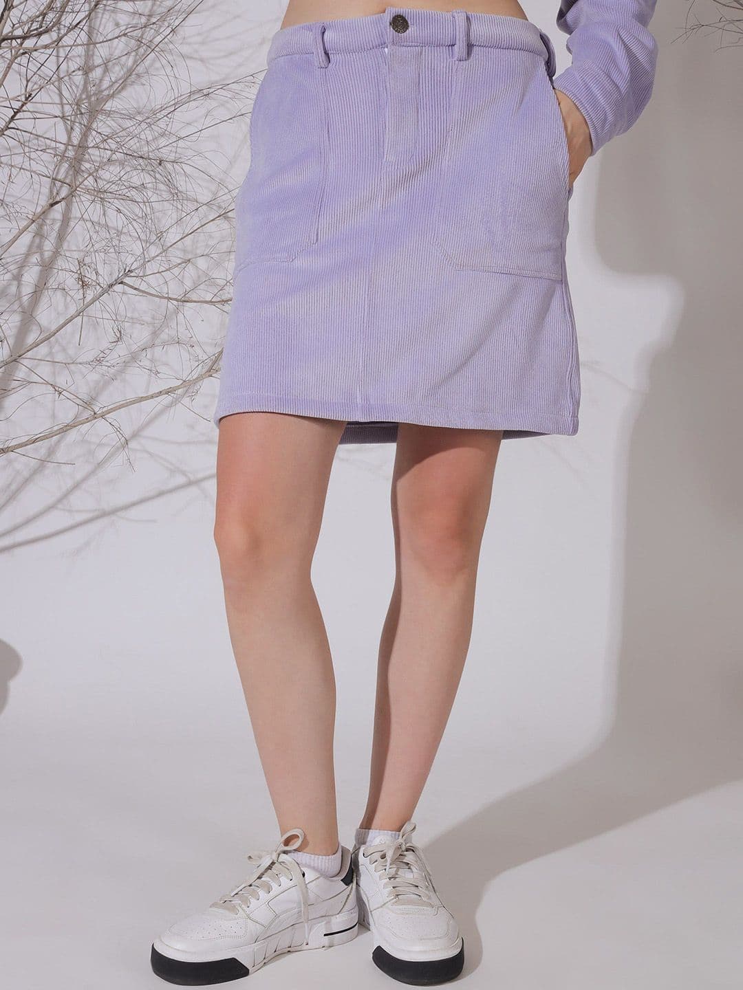 NEUDIS Corduroy Above Knee Length Skirts N24WSKT-3625LV-lavender - view 1