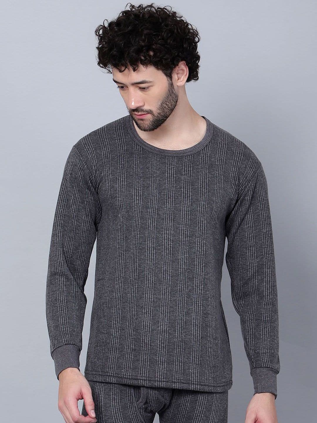 BAESD Men Striped Cotton Thermal Top - view 1