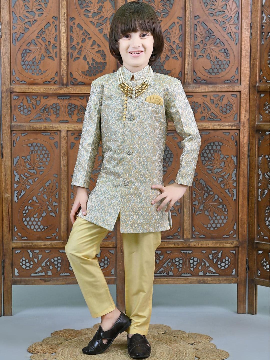 ahhaaaa Boys Printed Sherwani Set