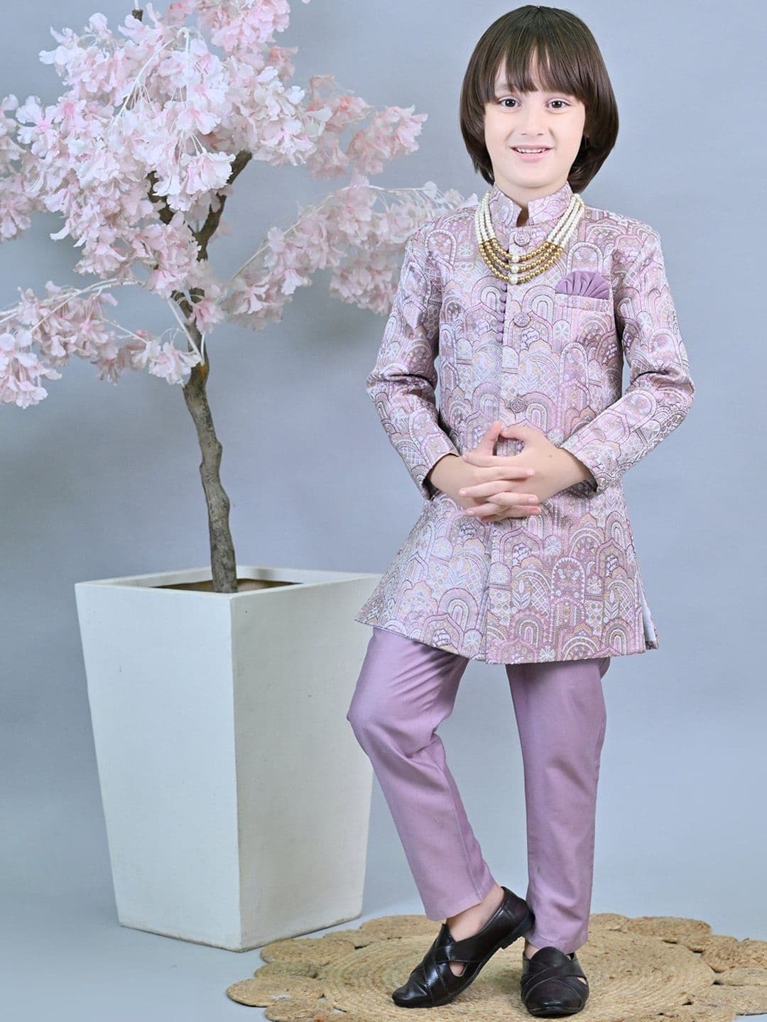 ahhaaaa Boys Embroidered Sherwani Set - view 1