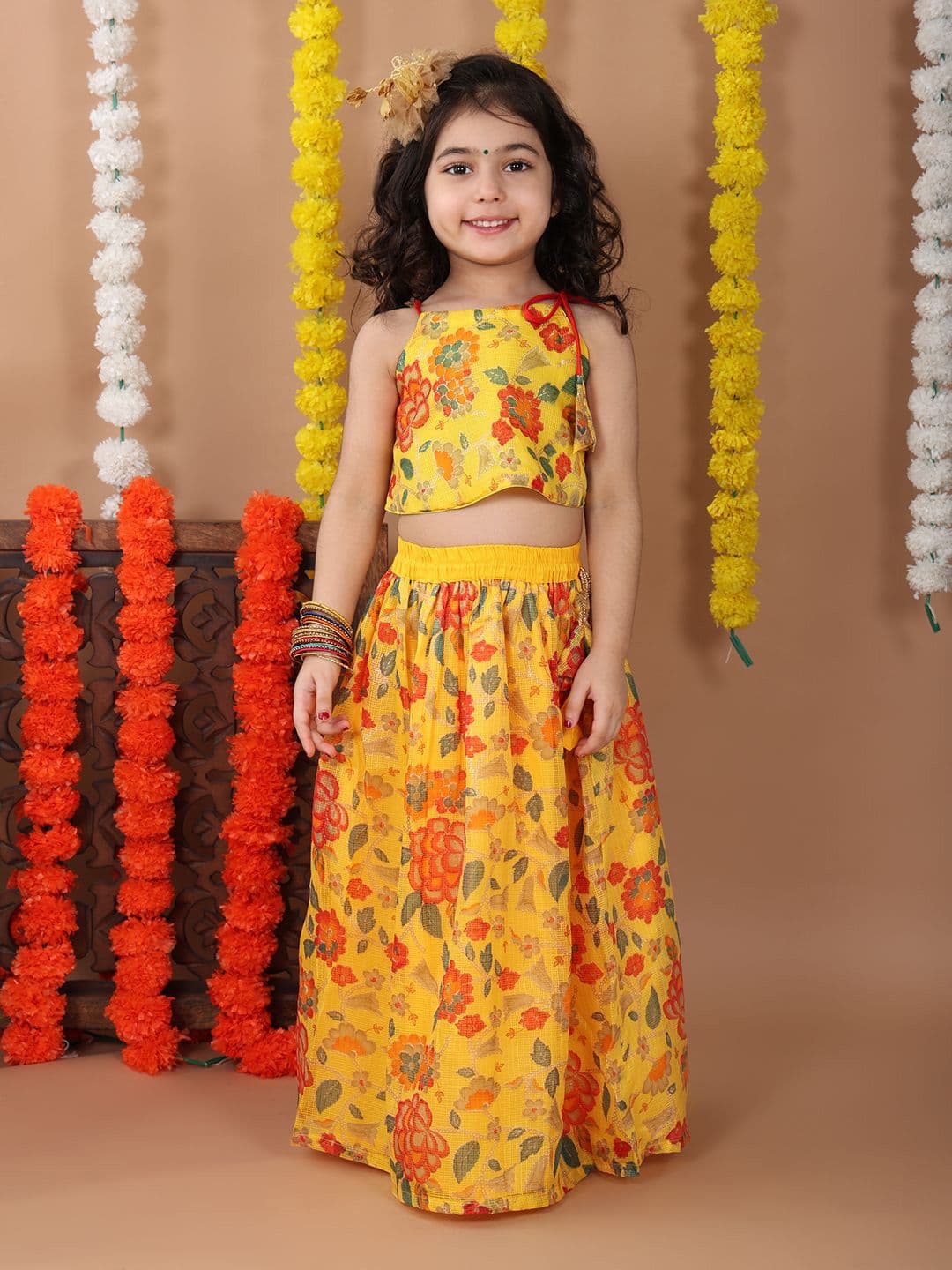 Here&Now X Kinder Kids Girls Printed Ready to Wear Lehenga & Choli - view 1