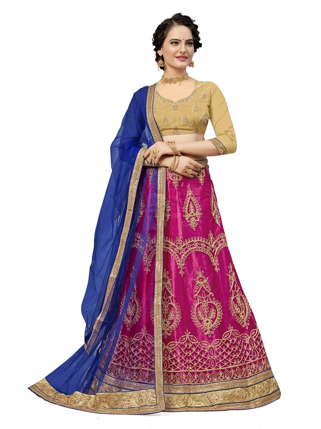 Maroosh Embroidered Thread Work Unstitched Lehenga & Blouse With Dupatta - view 1