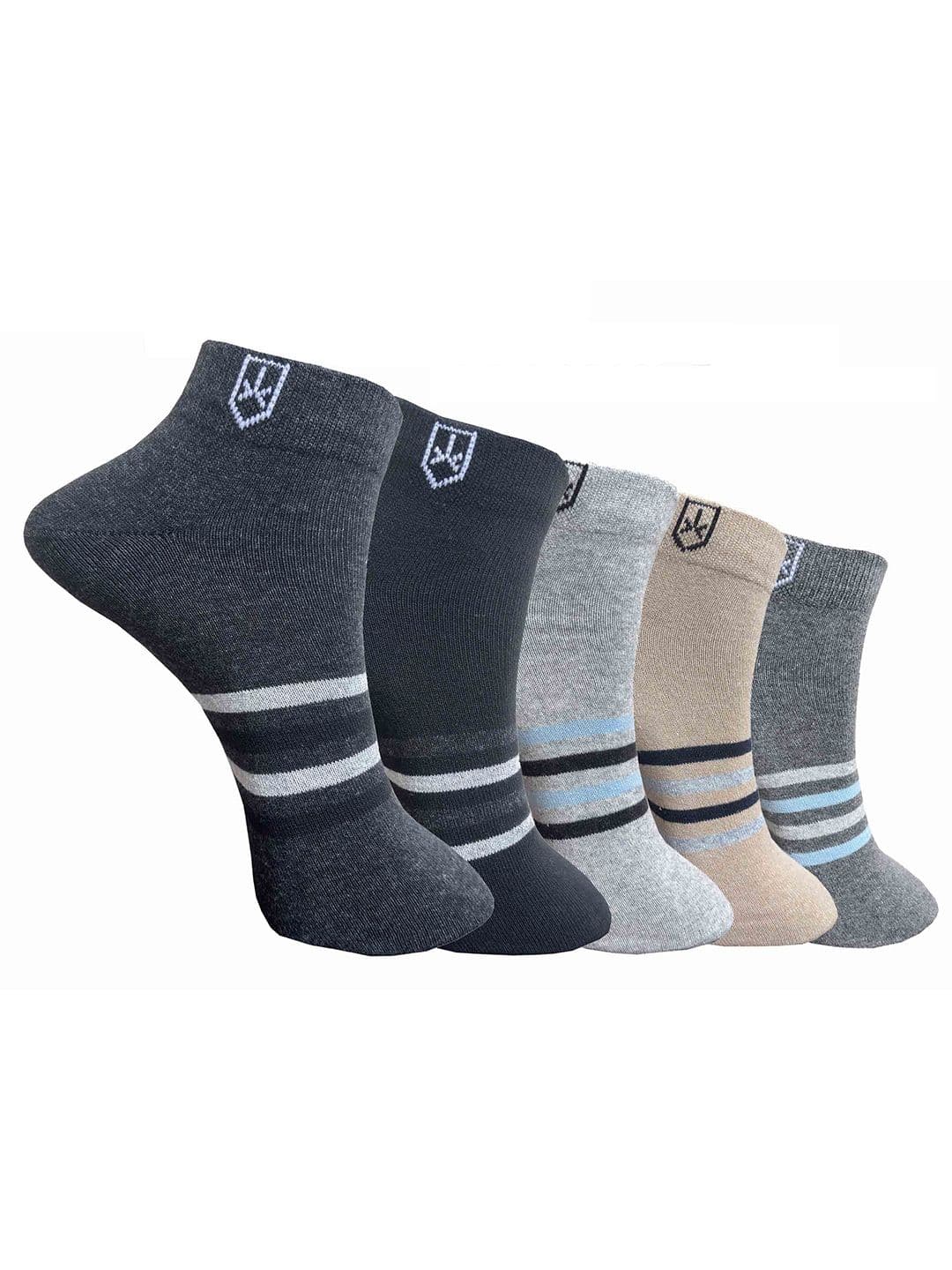 The Roadster Lifestyle Co Pack Of 5 Unisex Striped Ankle Length Socks - view 1