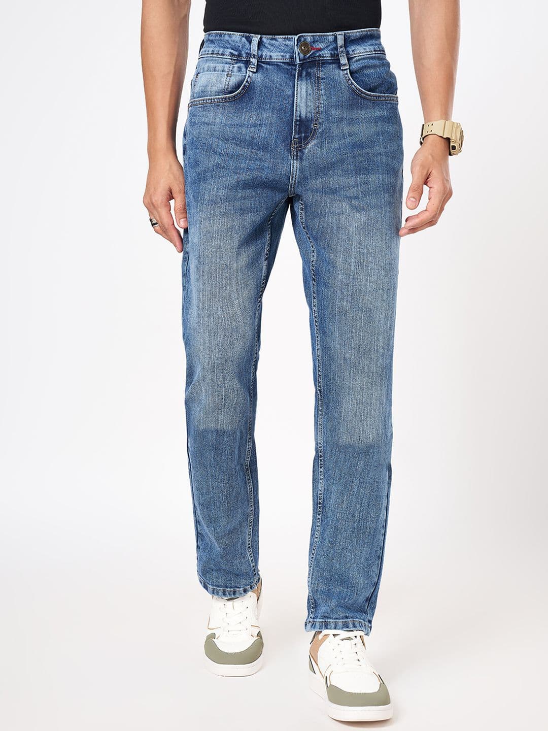 SF JEANS by Pantaloons Men Slim Fit Heavy Fade Jeans - view 1