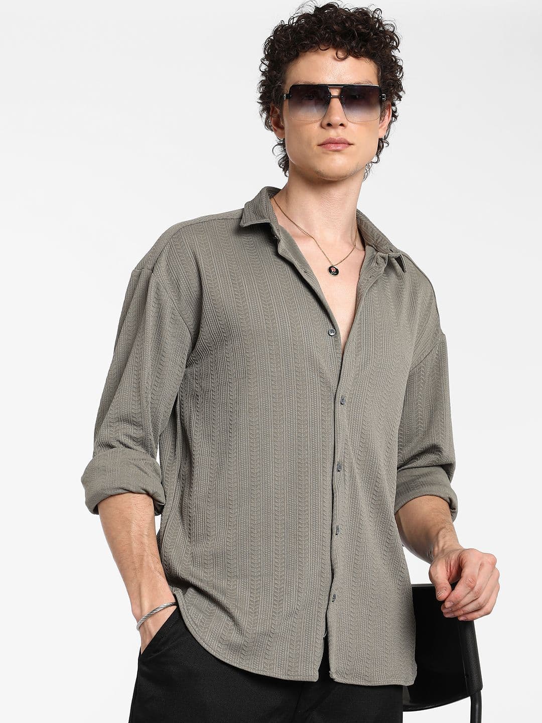 CAHOOT Men Comfort Spread Collar Textured Casual Shirt - view 1