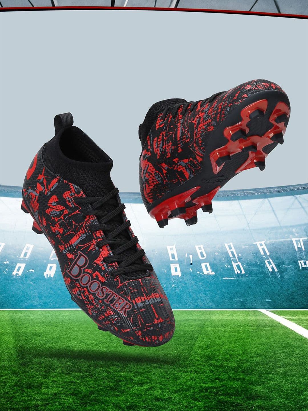 Aivin Men Black And Red Booster Pro Football Shoes - view 1