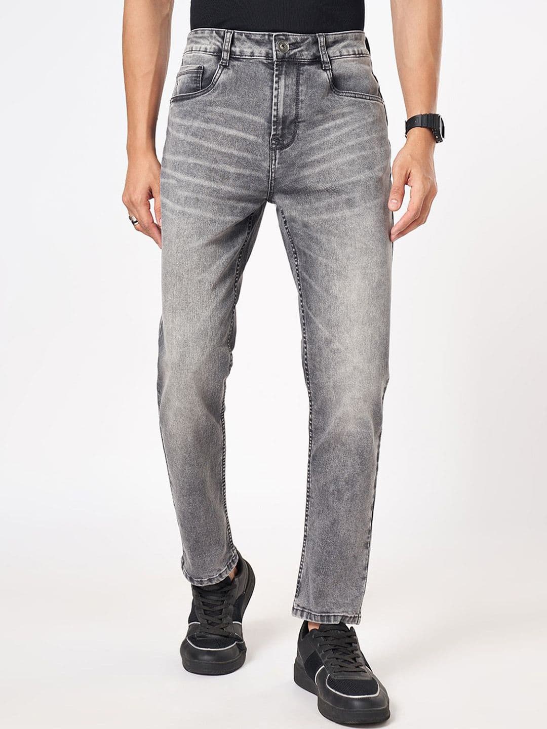 SF JEANS by Pantaloons Men Slim Fit Mildly Distressed Heavy Fade Mid-Rise Cotton Jeans - view 1