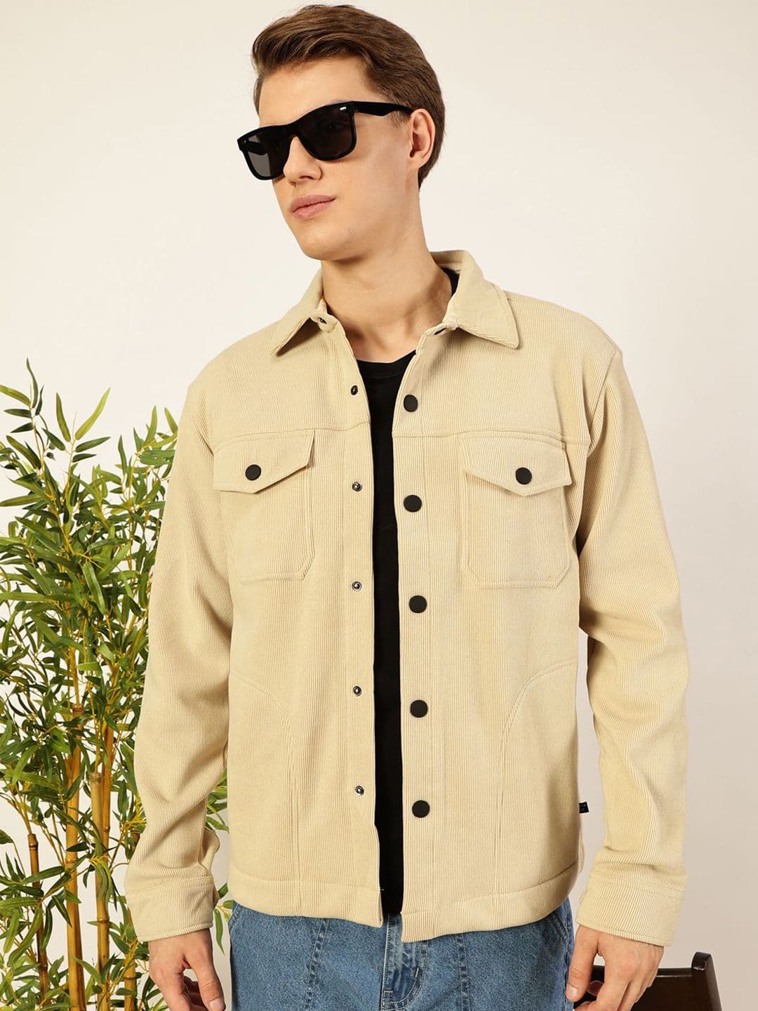 Thomas Scott Men Spread Collar Corduroy Anti Odour Jacket
