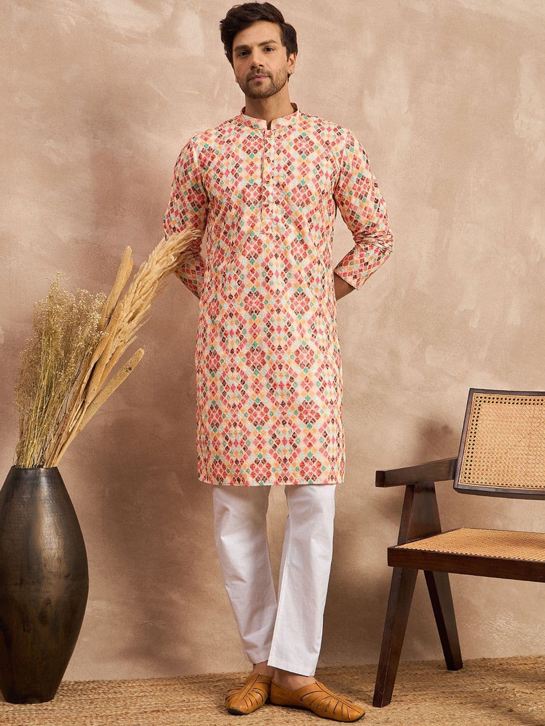 House of Pataudi Embroidered
Mandarin Collar Kurta - view 1