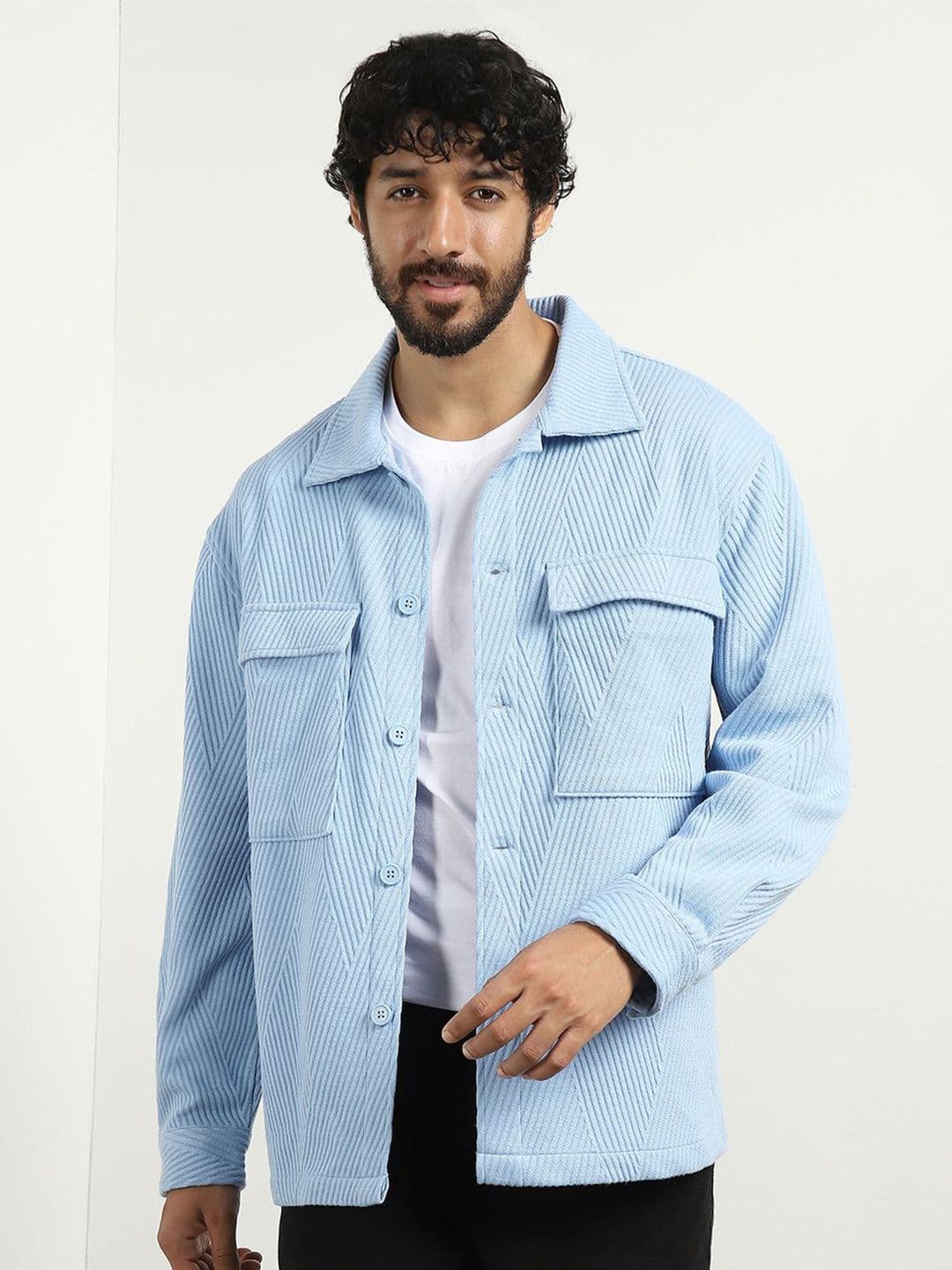 NOBERO Men Relaxed Fit Spread Collar Textured Casual Shirt - view 1