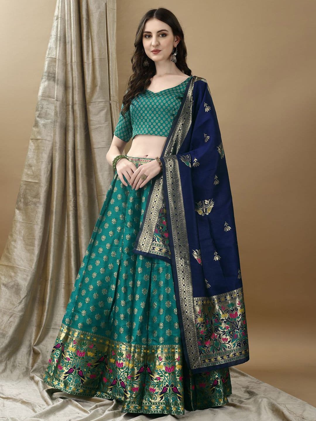 SWAMI STUDIO Ready to Wear Lehenga & Unstitched Blouse With Dupatta - view 1