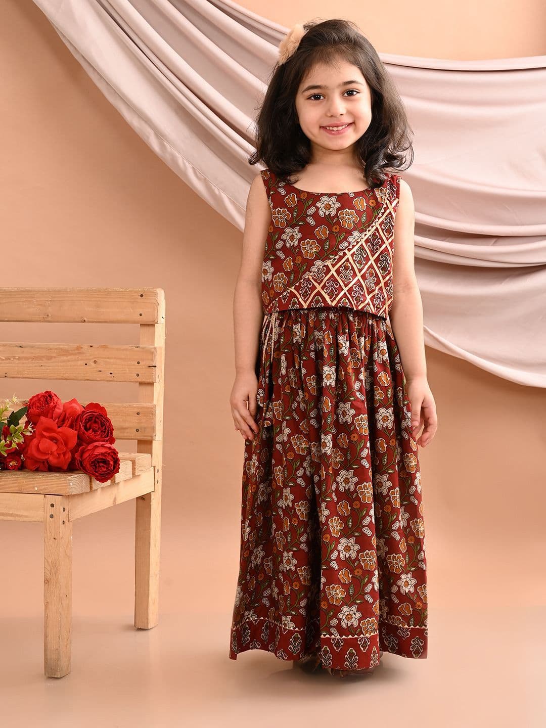 Here&Now X Kinder Kids Girls Printed Ready to Wear Lehenga & - view 1