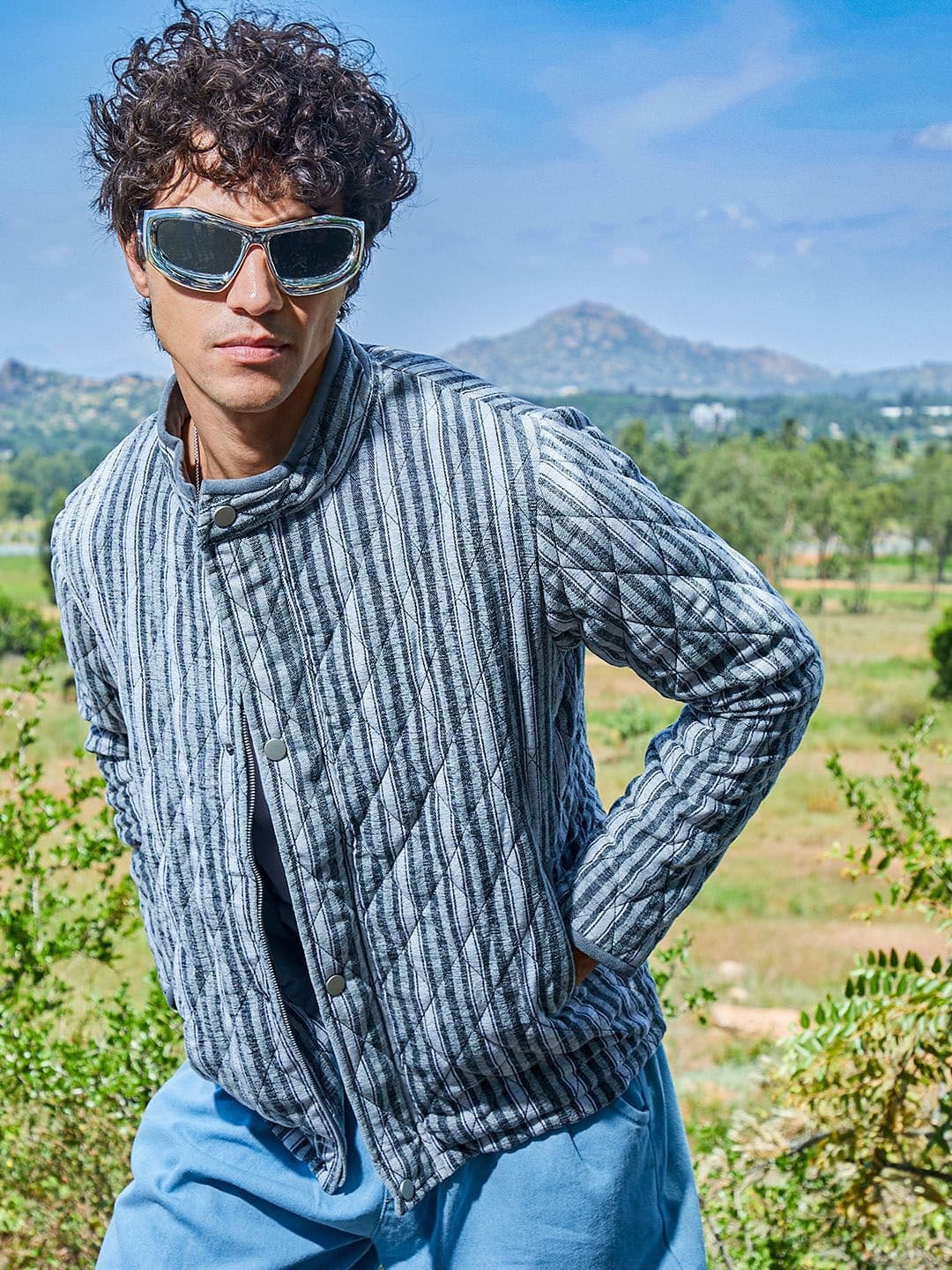 CAHOOT Men Striped Lightweight Open Front Jacket - view 1