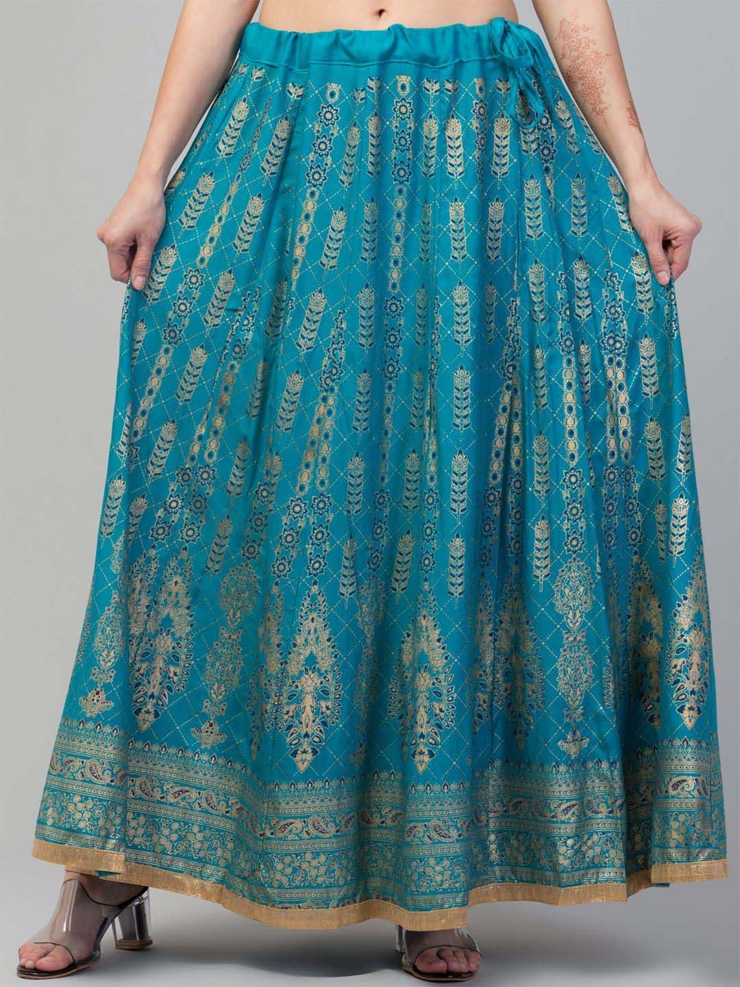 Trend Level Ethnic Motifs Printed Flared Maxi Skirts - view 1
