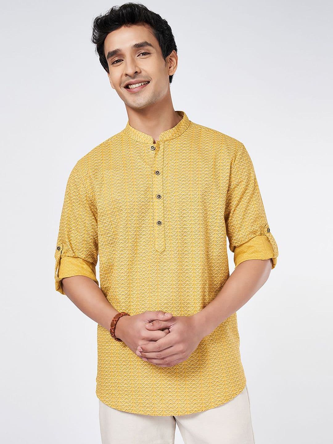 indus route by Pantaloons Men Printed Thread Work Kurta - view 1