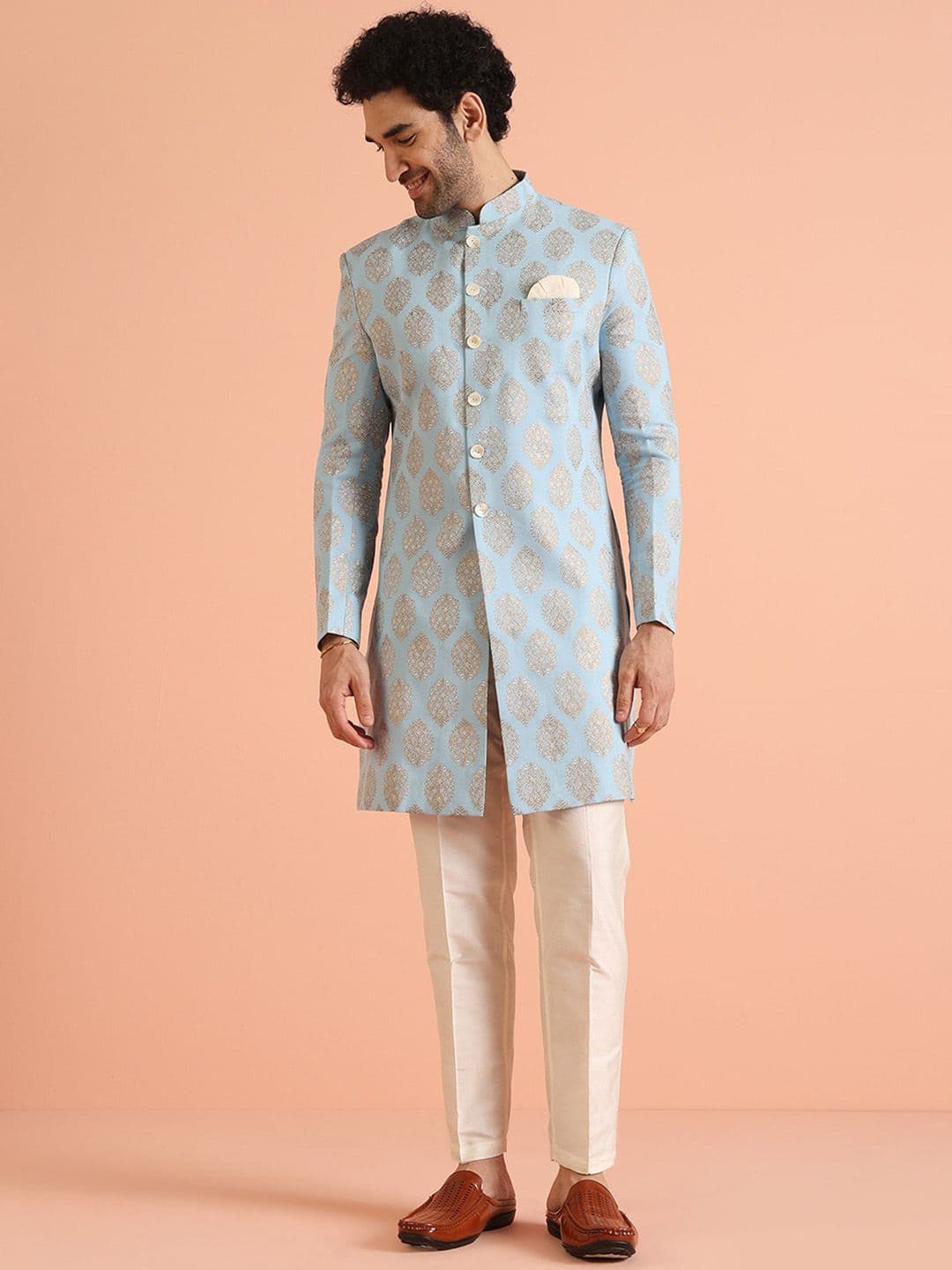 KISAH Printed Indowestern Sherwani Set - view 1