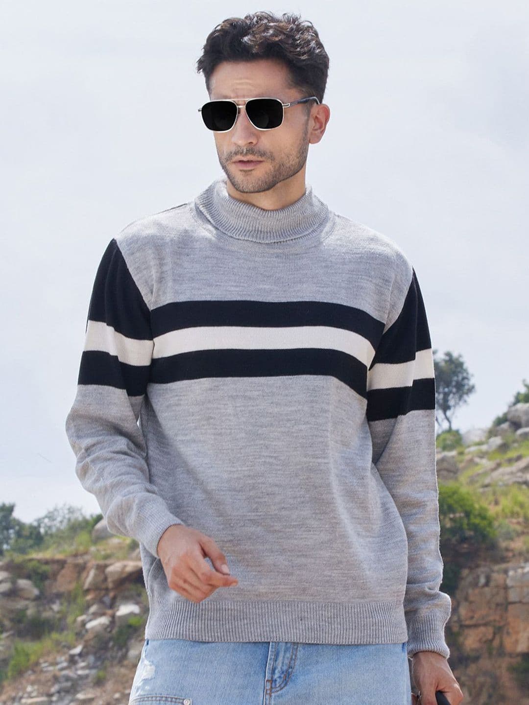 CAHOOT Men Striped Woollen Pullover - view 1